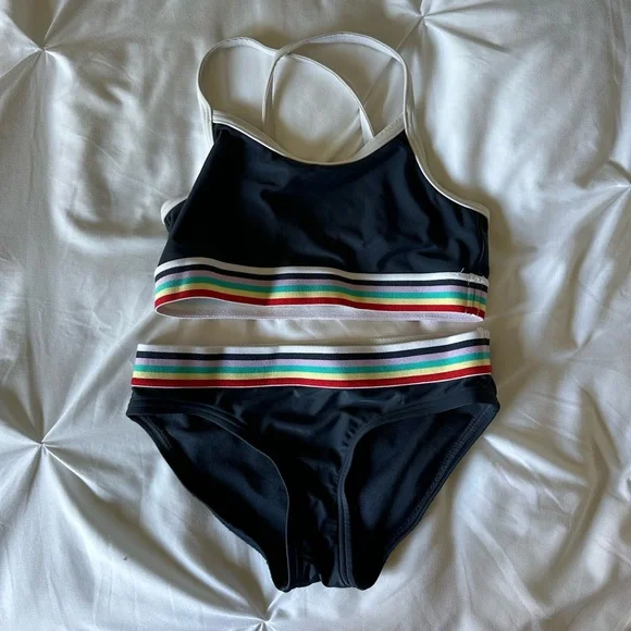 Abercrombie Kids Black Rainbow Band Bikini - Picture 1 of 6